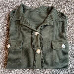 Waffle Knit Button Down Jacket